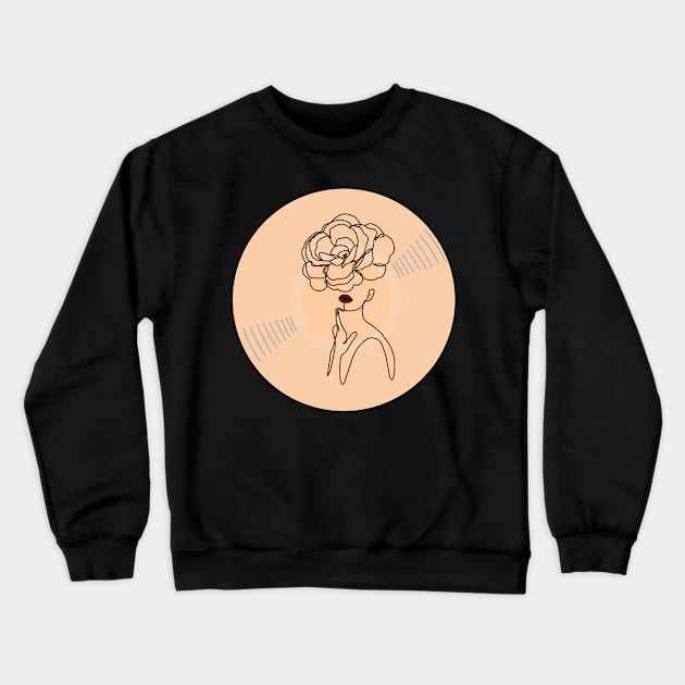 Vinyl - Rose woman floral design minimalist line art Crewneck Sweatshirt by SwasRasaily